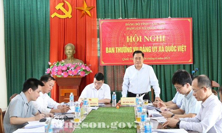 Đồng chí Hồ Tiến Thiệu, Chủ tịch UBND tỉnh kiểm tra vận hành thử nghiệm mô hình chính quyền cấp xã mới tại các xã Tràng Định, Đoàn Kết, Kháng Chiến, Quốc Khánh, Quốc Việt, Tân Tiến, Thất Khê