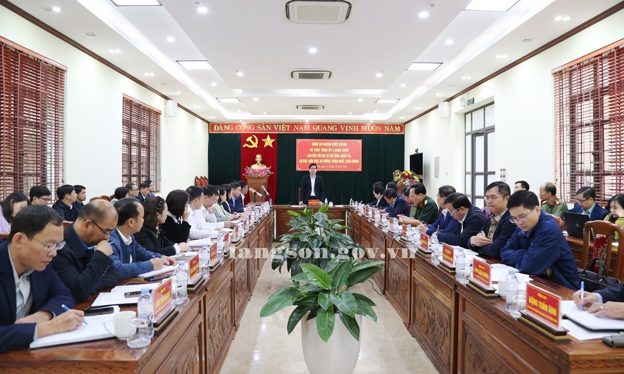 Đồng chí Hoàng Quốc Khánh, Bí thư Tỉnh ủy làm việc với các xã Lộc Bình, Khuất Xá, Lợi Bác, Mẫu Sơn, Na Dương, Thống Nhất, Xuân Dương